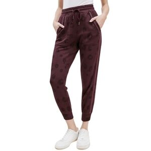 NWT Splendid Studio Corinna Jogger w/ Velvet Track Line in Black Cherry Leopard